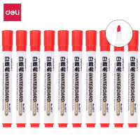 得力(deli) 白板笔 水性 可擦白板笔 6817红色10支装/盒*9盒