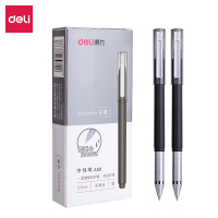 得力(deli) A50乐素金属中性笔 0.5mm全针管拔帽中性笔签字笔 10支/盒