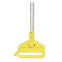 乐柏美 Rubbermaid FGH125000000 侧向合页开关式湿拖把手柄,大型黄色塑胶把头,灰色铝制手柄