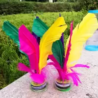美彪鹅毛毽 大花毽子 鸡毛毽彩色羽毛花键球