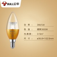 BULL公牛 3000KE14 3W金色蜡烛灯泡 吊顶灯小灯泡氛围灯 80个/箱 单个价格 单箱起订