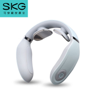 颈椎按摩器语音提示热敷护颈仪便携颈部脖子牵引器(月牙白)