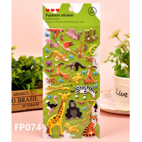 企购优品儿童贴纸动物大头3D立体泡泡贴男孩幼儿园宝宝粘贴画 动物大头