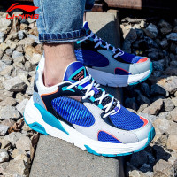 李宁休闲鞋男2020秋季新款92奔腾一体织透气时尚低帮经典复古老爹运动鞋 海滨蓝/硬币灰/标准黑 41.5