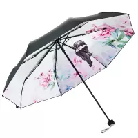 天堂伞 全遮光碰击布黑胶三折小黑伞遮阳伞太阳伞 晴雨伞 668ELCJ 米粉