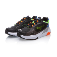 李宁休闲鞋男2020秋季新款92奔腾一体织透气时尚低帮经典复古老爹运动鞋 标准黑/荧光亮绿/晶蓝色 42