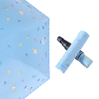 天堂伞太阳伞小巧便携晴雨伞折叠铅笔伞防紫外线卡通泰迪熊可爱学生 天蓝色