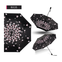 天堂伞太阳伞女士伞小黑伞黑胶防晒防紫外线遮阳伞晴雨两用粉红色
