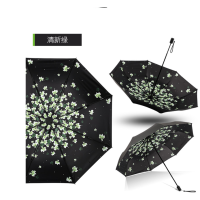 天堂伞太阳伞女士伞小黑伞黑胶防晒防紫外线遮阳伞晴雨两用清新绿