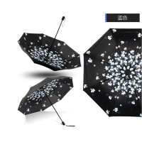 天堂伞太阳伞女士伞小黑伞黑胶防晒防紫外线遮阳伞晴雨两用 蓝色