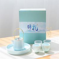 青瓷提梁壶雅致套装茶具粉青 (单位:套)