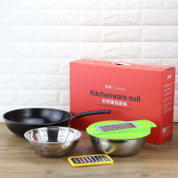 华祺腾达 厨具套装炒锅+面盆+米筛+刨丝器(HuaQi-800300)