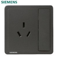 西门子(SIEMENS)开关插座面板 致典系列金属黑灰色开关插座 16A三孔空调插座带开关