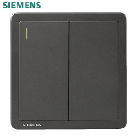 西门子(SIEMENS)开关插座面板 致典系列金属黑灰色开关插座 二开单控带荧光