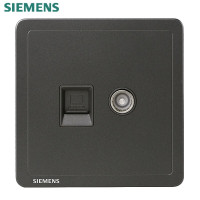 西门子(SIEMENS)开关插座面板 致典系列金属黑灰色开关插座 电视+电脑插座