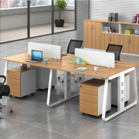 职员办公桌 现代简约办公家具 四人工作位 卡座 带拖柜