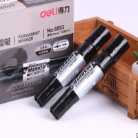 得力 6893 双头记号笔油性记号笔黑色光盘笔不易褪色大头物流记号笔