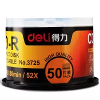得力(deli) CD光盘 空白刻录光盘 CD-R刻录盘 3725-CD-R (B)