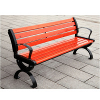 宽迈 户外公园长椅 广场景区排椅 1.2米 物业小区休息座椅实木园林椅塑木有靠背坐椅 红色