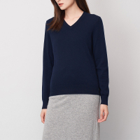 鄂尔多斯ERDOS 秋冬纯山羊绒V领基础套衫羊绒衫女士针织衫/毛衣