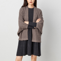 鄂尔多斯ERDOS 秋冬山羊绒V领绞花开衫厚款羊绒衫女士针织衫/毛衣