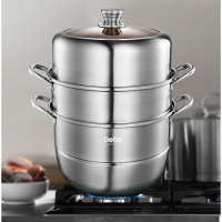 Debo安吉洛304不锈钢双层复底28cm蒸锅燃气电磁炉通用汤锅蒸笼