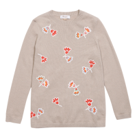 鄂尔多斯ERDOS 秋冬时尚提花圆领羊绒衫女士针织衫/毛衣