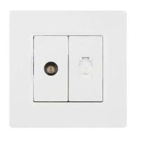 (五金工具) 西门子 SIEMENS 灵动通讯插座5TG07411NC1灵动雅白二位电话电视插座(5-850MHZ)