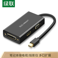 绿联MD114minidp转hdmi苹果电脑转换器投影仪微软vga转接头 dp苹果转HDMI+VGA+DVI黑20418