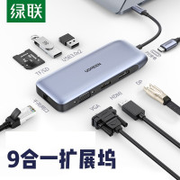 绿联CM274 Type/USB-C HDMI/VGA/DP拓展坞 适用华为苹果电脑 70301