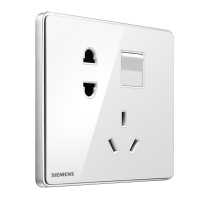 西门子开关插座面板 一开斜五孔带开关 睿致系列象牙白钛银 睿智插座