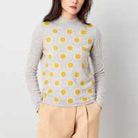 鄂尔多斯ERDOS 秋冬半高领提花厚款羊绒衫女士针织衫/毛衣