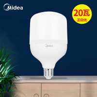 美的（Midea）led灯泡球泡光源E27大螺口柱型泡柱泡柱形5700K日光色玄关过道壁灯 单只/柱泡20瓦白光E27