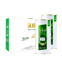 沃康山茶油1.6L礼盒装 铁桶 物理压榨一级山茶油 油茶籽油食用共3.2L