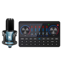 十盏灯V10黑色蓝牙版网红直播设备声卡套装手机唱歌专用全套主播喊麦装备电容麦克风通用录音抖修音k歌跑调神器快手 太空蓝