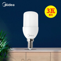 美的（Midea）led灯泡球泡光源E14小螺口柱型泡柱泡柱形台灯壁灯灯泡 3w 黄光 3000K E14小螺口