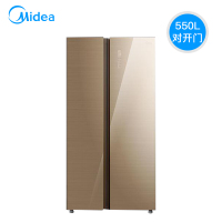 美的（Midea）550升对开门冰箱多维智能变频温湿精控玻璃面板格调咖BCD-550WKG 企业购 凯撒金 单位：台