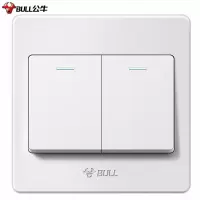 (五金工具) 公牛(BULL) 开关插座面板 二开双控开关插座 荧光开关面板86型G07K212C白4个