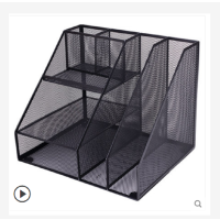 得力79075金属文件架 资料架文件框文件篮办公桌面收纳架文件夹收纳盒书架桌上书立置物架办公文具用品大全