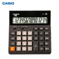 卡西欧(CASIO)DH-14-BK 中型 14位大额计算 双电源 超宽计算器 专业计算系列 黑色