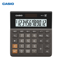 卡西欧(CASIO)MH-12-BK 小型 12位 双电源 超宽计算器 黑色 专业计算系列
