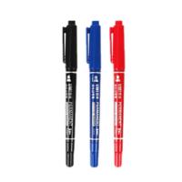 悠米(umi)S03102小双头记号笔儿童绘画勾线笔黑色油性笔马克笔标记笔细 红色 12支/盒 3盒装