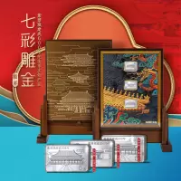 金一国囍七彩雕金银币插屏套装故宫紫禁城建成600周年金银纪念品金0.1克银45克(定价)BIK006