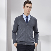 鄂尔多斯|MEN'S 冬季精纺美丽诺羊毛V领开衫羊毛衫男