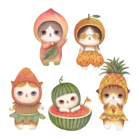 可爱水果猫咪墙贴儿童房卧室温馨装饰贴纸少女心寝室布置墙面贴画(2个)