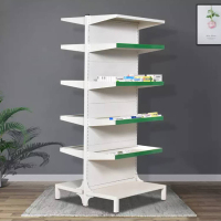 医药架 医院药店药品分类架钢质办公柜带背板 双面4层