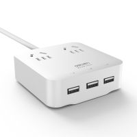 得力(deli)18328 2位5孔+3位USB 单控 全长1.5米 2-6小时定时充电插座/接线板 白色(H)