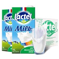 兰特(Lactel) 脱脂牛奶 纯牛奶 1L*12 (单位:箱)