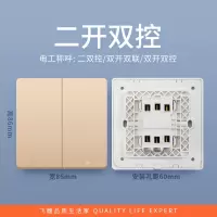 飞雕开关插座面板 雅佳金 二开双