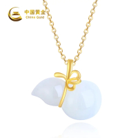 中国黄金 足金和田玉葫芦吊坠